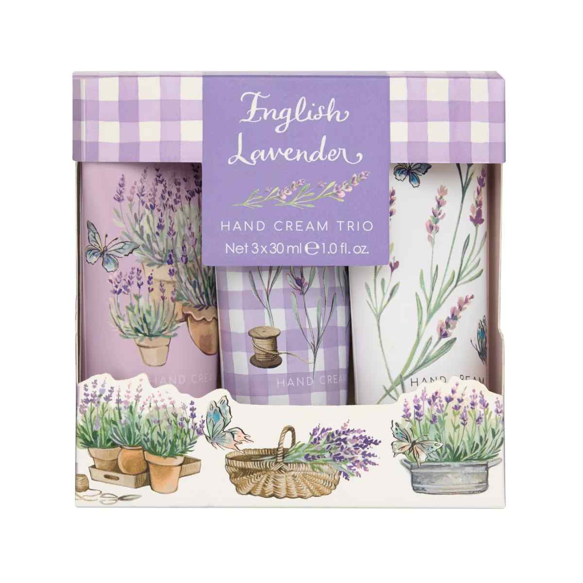 English Lavender Hand Cream Trio, 3x 30ml