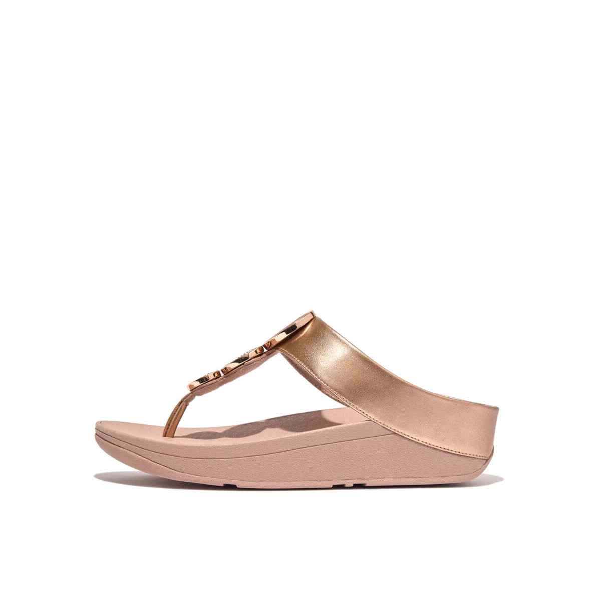 HALO Bead-Circle Metallic Toe-Post Sandals - Gold