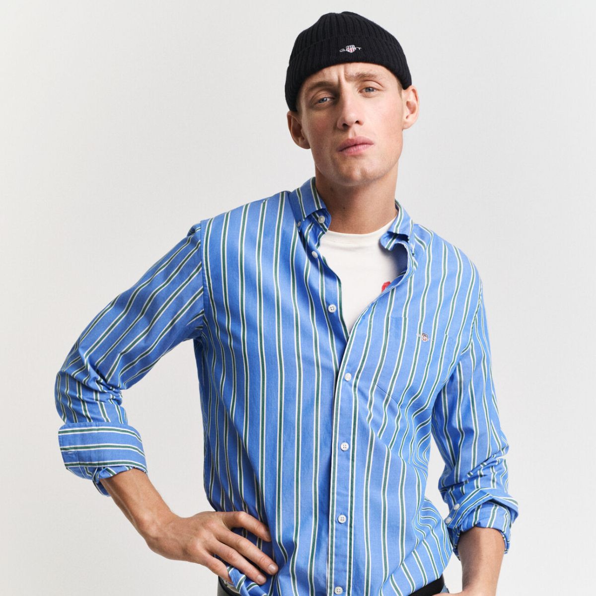 Regular Fit Classic Striped Poplin Shirt - Greece Blue