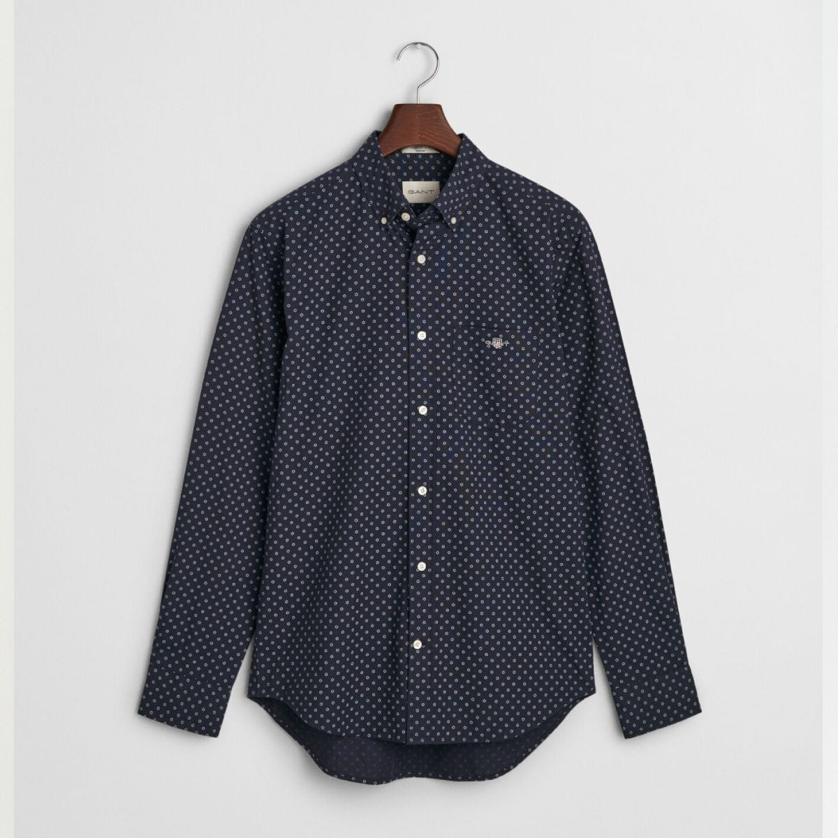 Regular Fit Micro Print Shirt - Evening Blue
