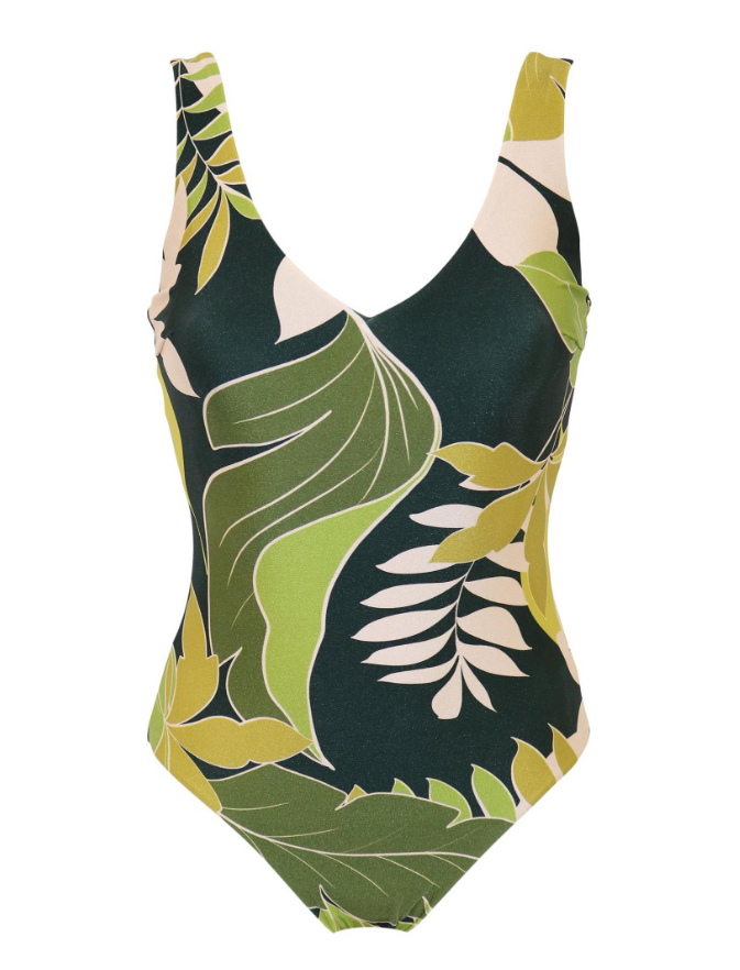 Dolce Vita V-Neck Tummy Control Swimsuit Green Tropical