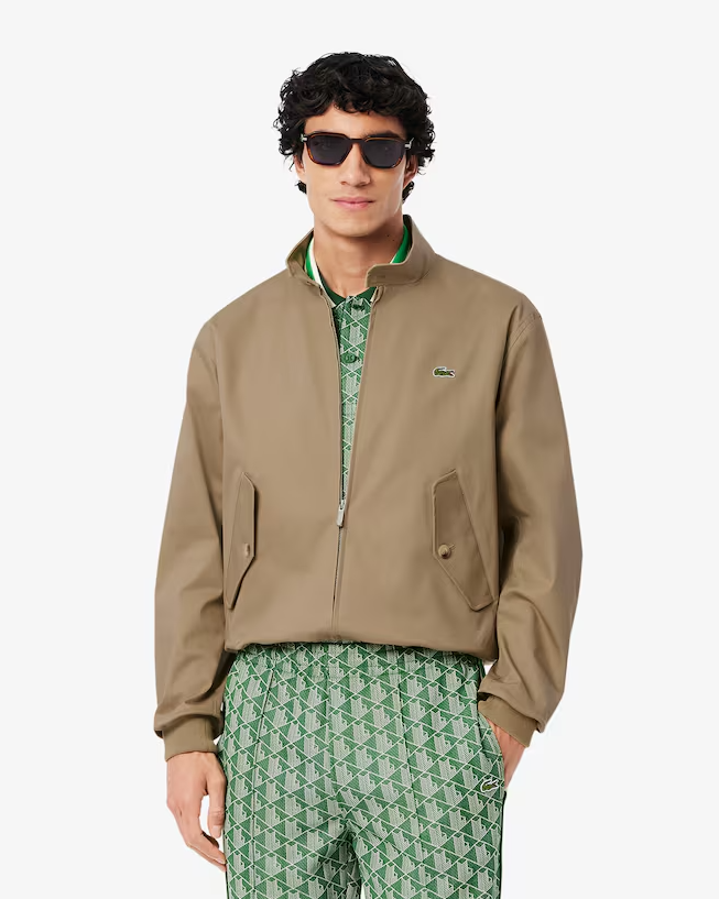 Water-Repellent Twill Harrington Jacket Beige - Main Image