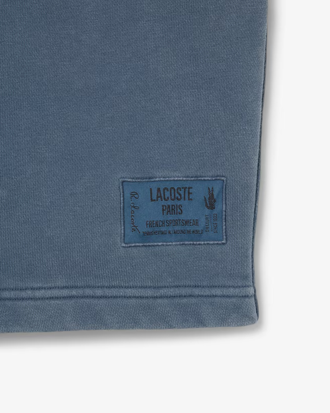 Washed Effect Cotton Fleece Shorts Mineral Blue