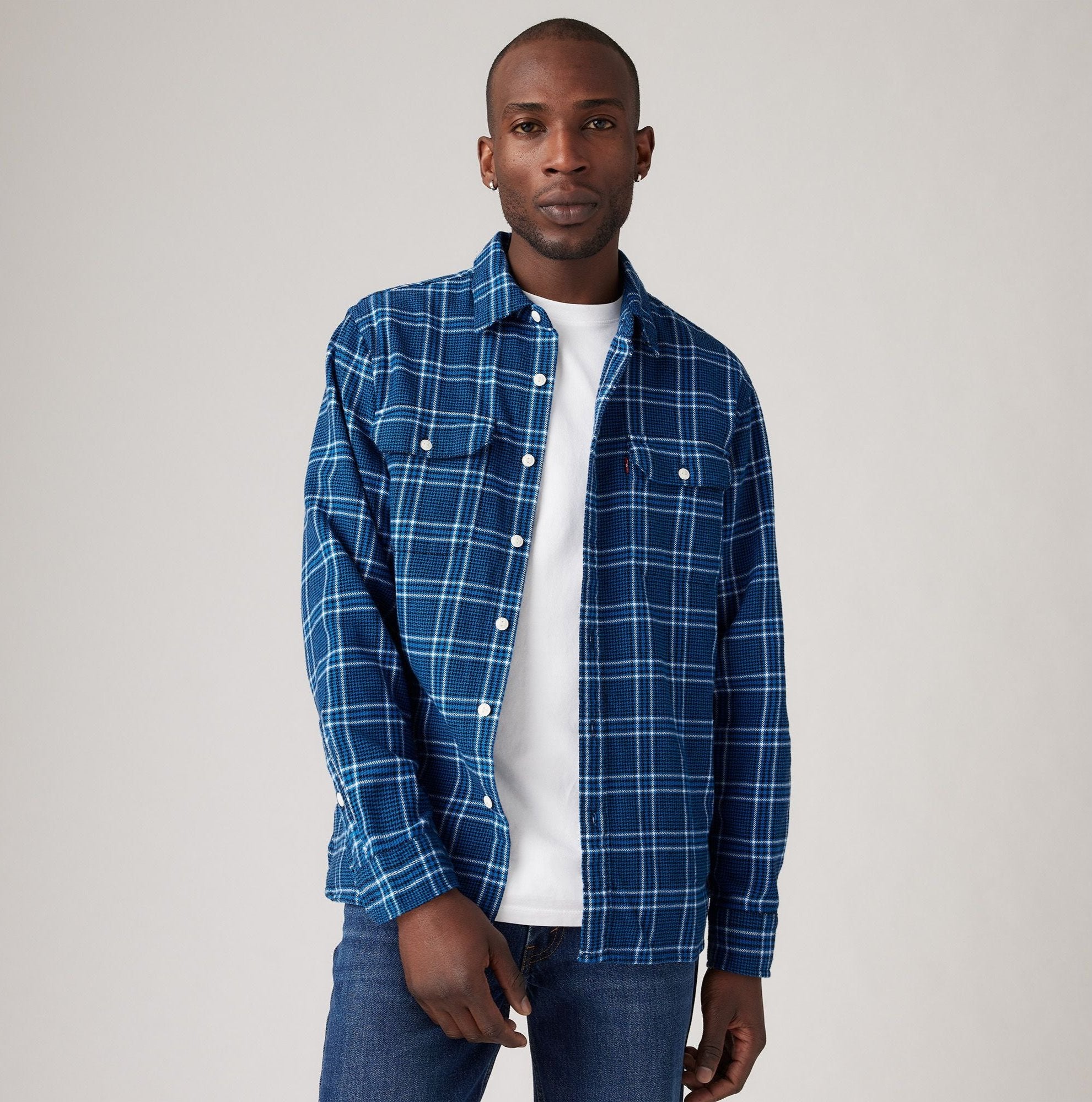 Jackson Worker Overshirt Brody Plaid Lapis Blue Flannel