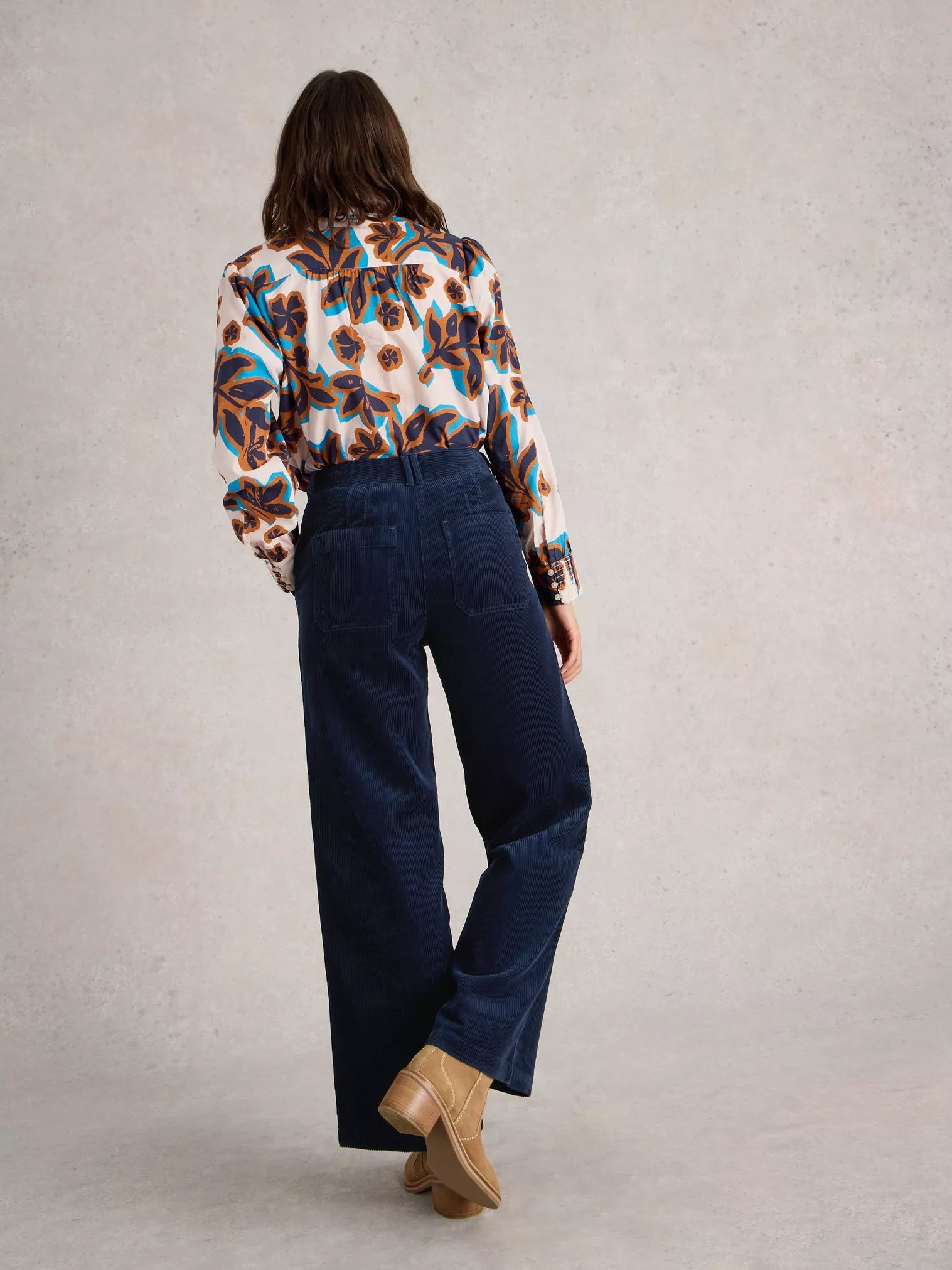 Belle Cord Wide Leg Trouser Dark Navy