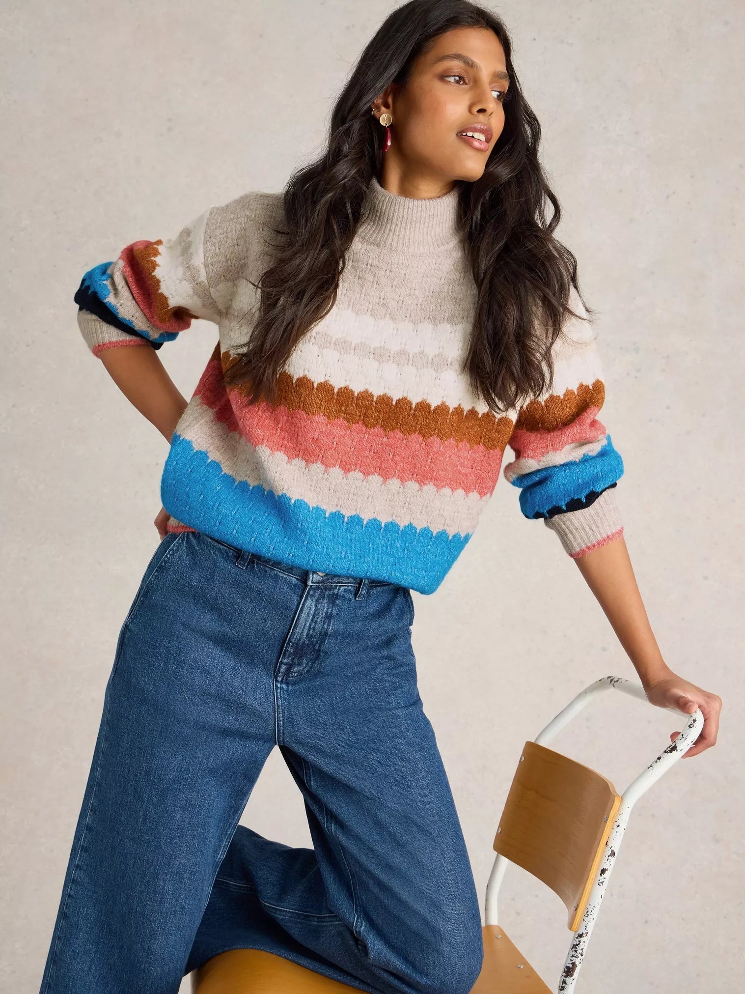 Shelly Colourblock Jumper Natural Multi