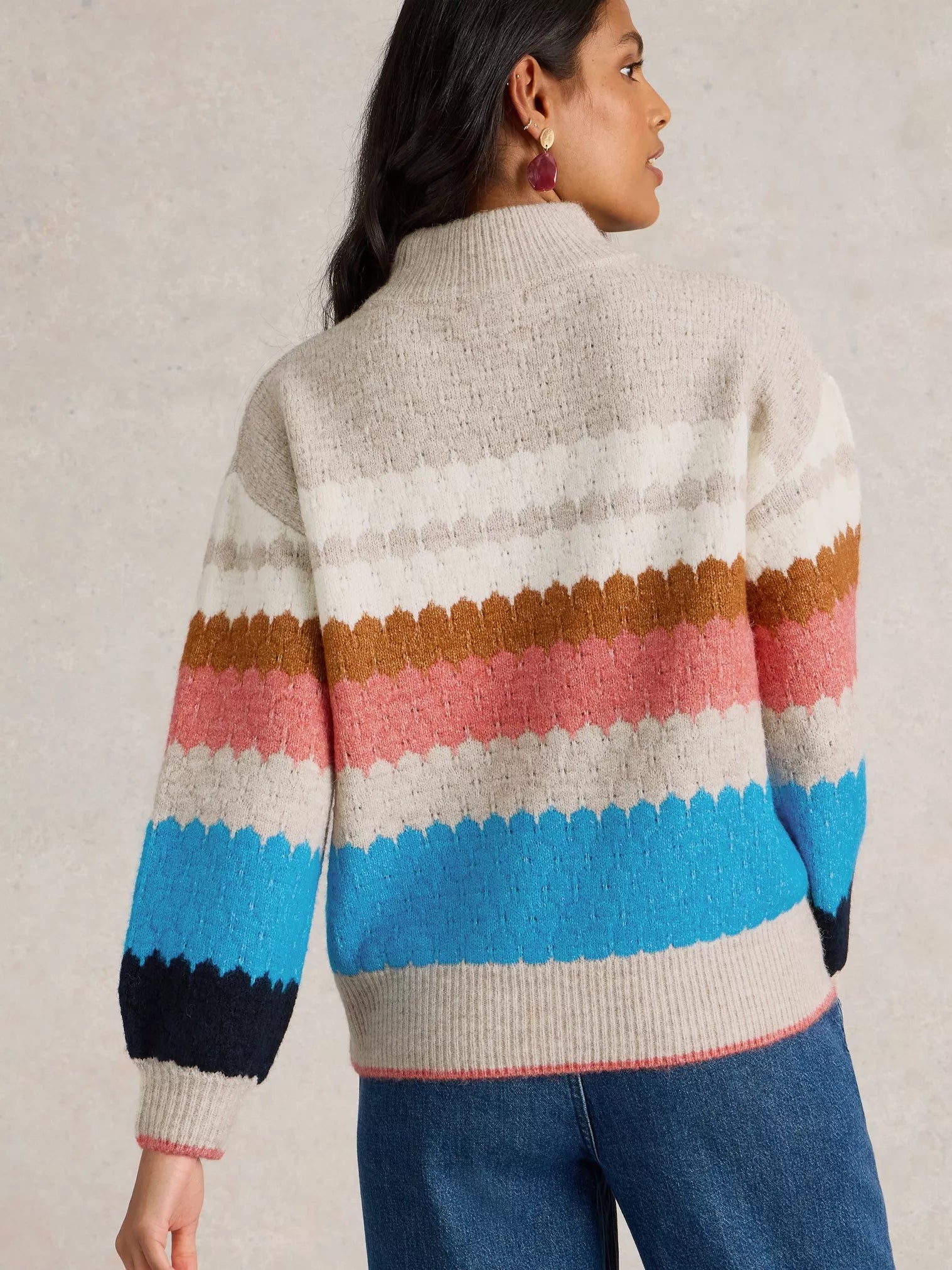 Shelly Colourblock Jumper Natural Multi