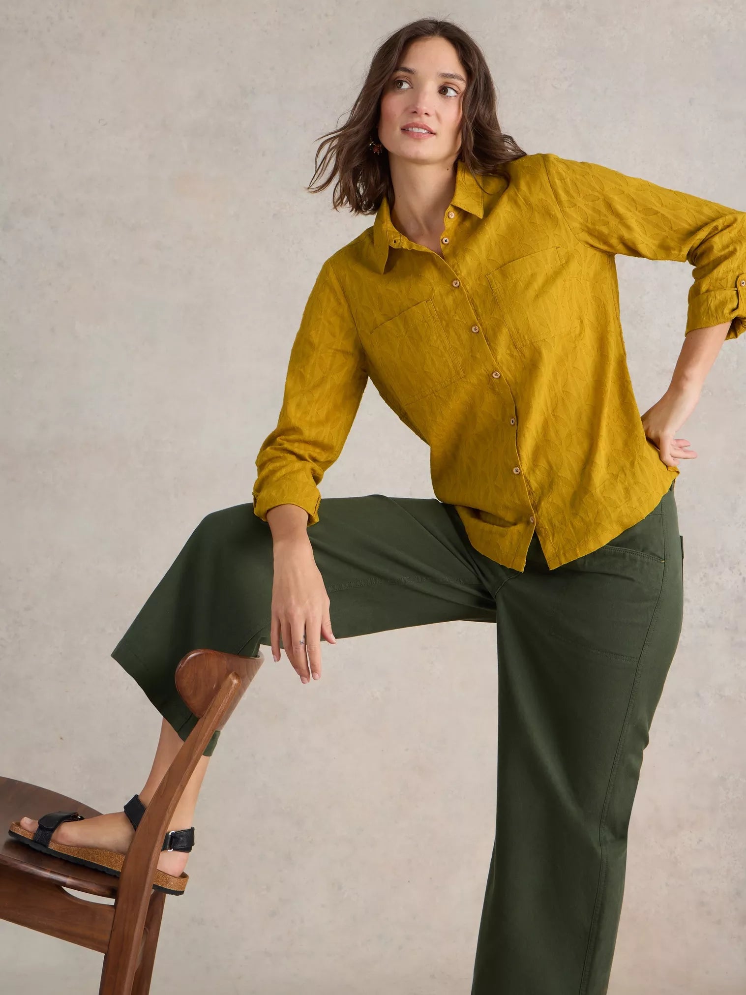 Sophie Organic Cotton Shirt Chartreuse Multi