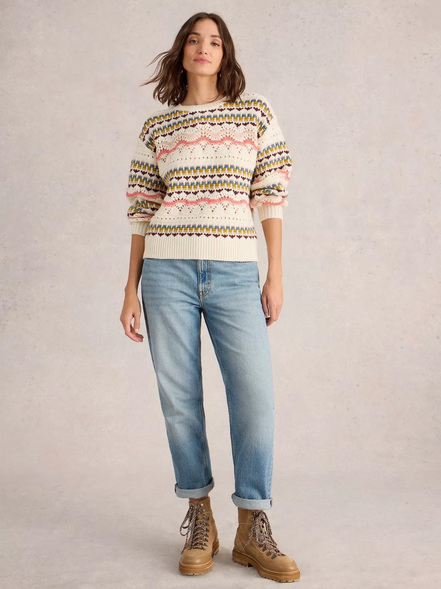 Piper Pointelle Jumper White Multi