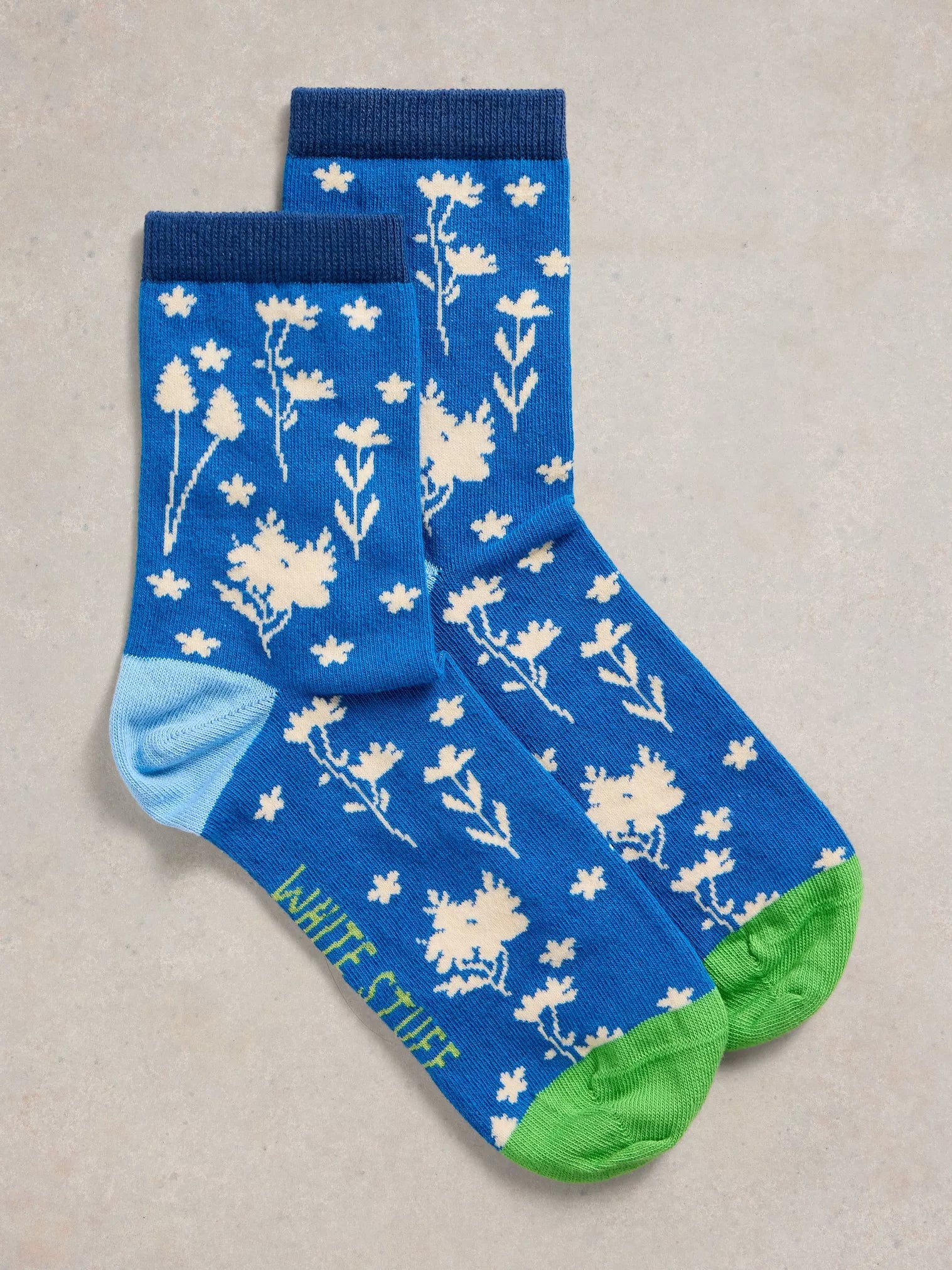 Floral Ankle Sock Bright Blue