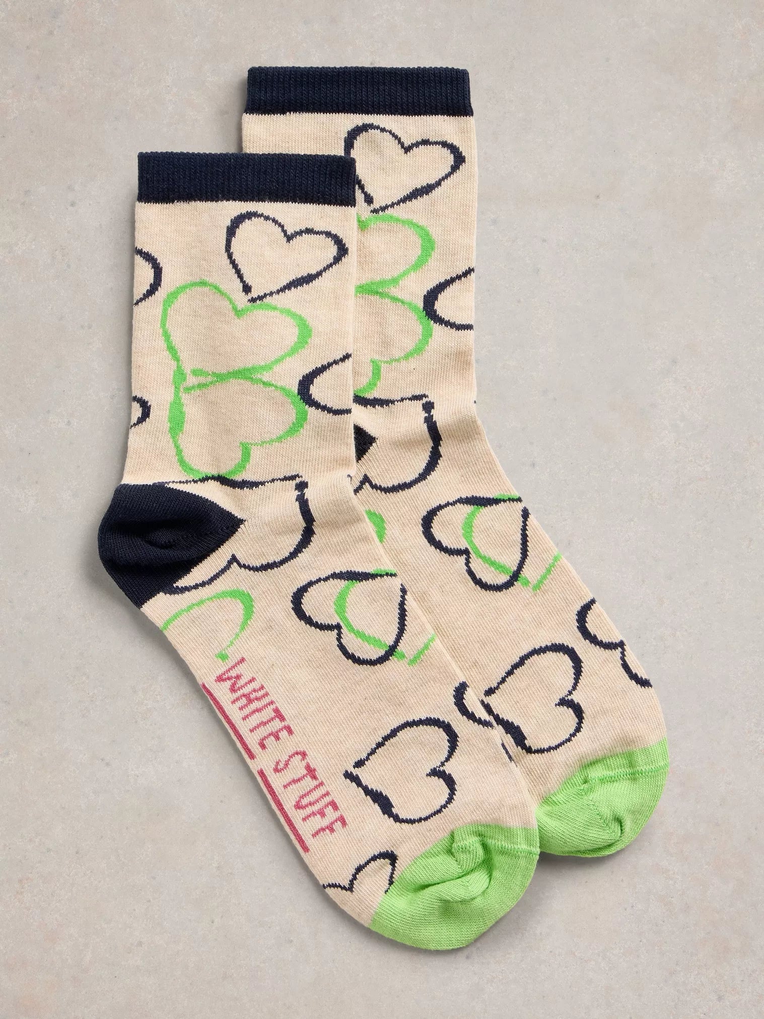 Painterly Heart Ankle Sock Ivory Multi