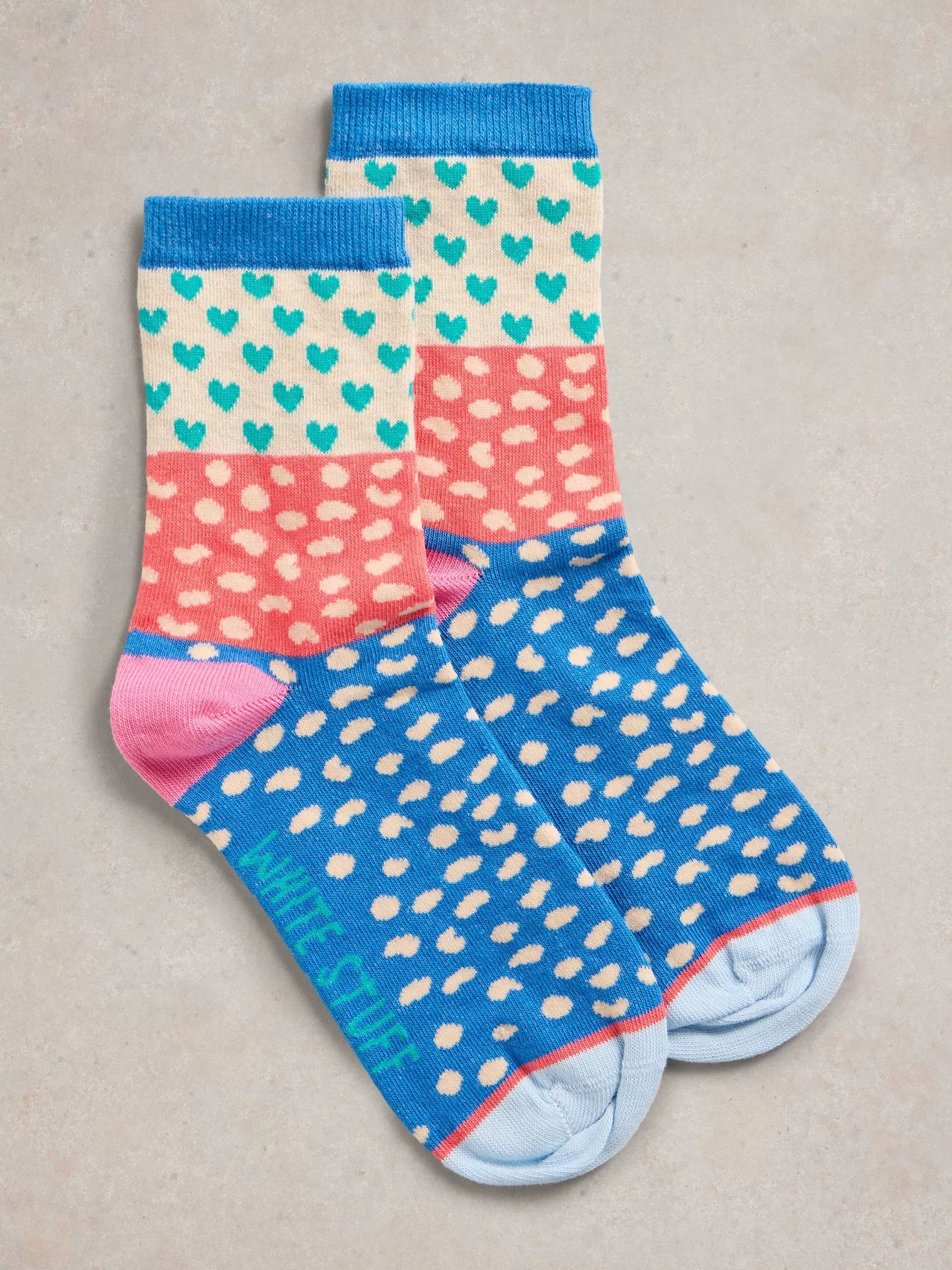 Heart Spot Ankle Sock Blue Multi