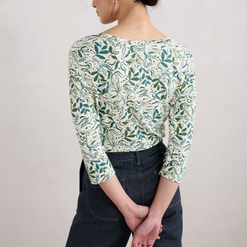 Appletree 3/4 Sleeve Top Wandering Peas Chalk