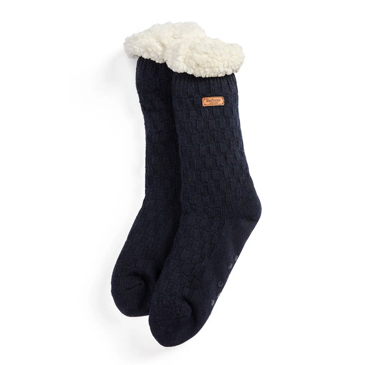 Barbour Cable Knit Lounge Socks - Navy
