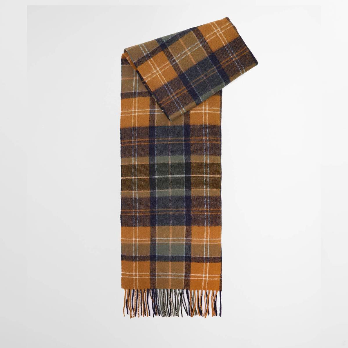 Brack Patchwork Tartan Wool Scarf - Forest/Bronze Brown