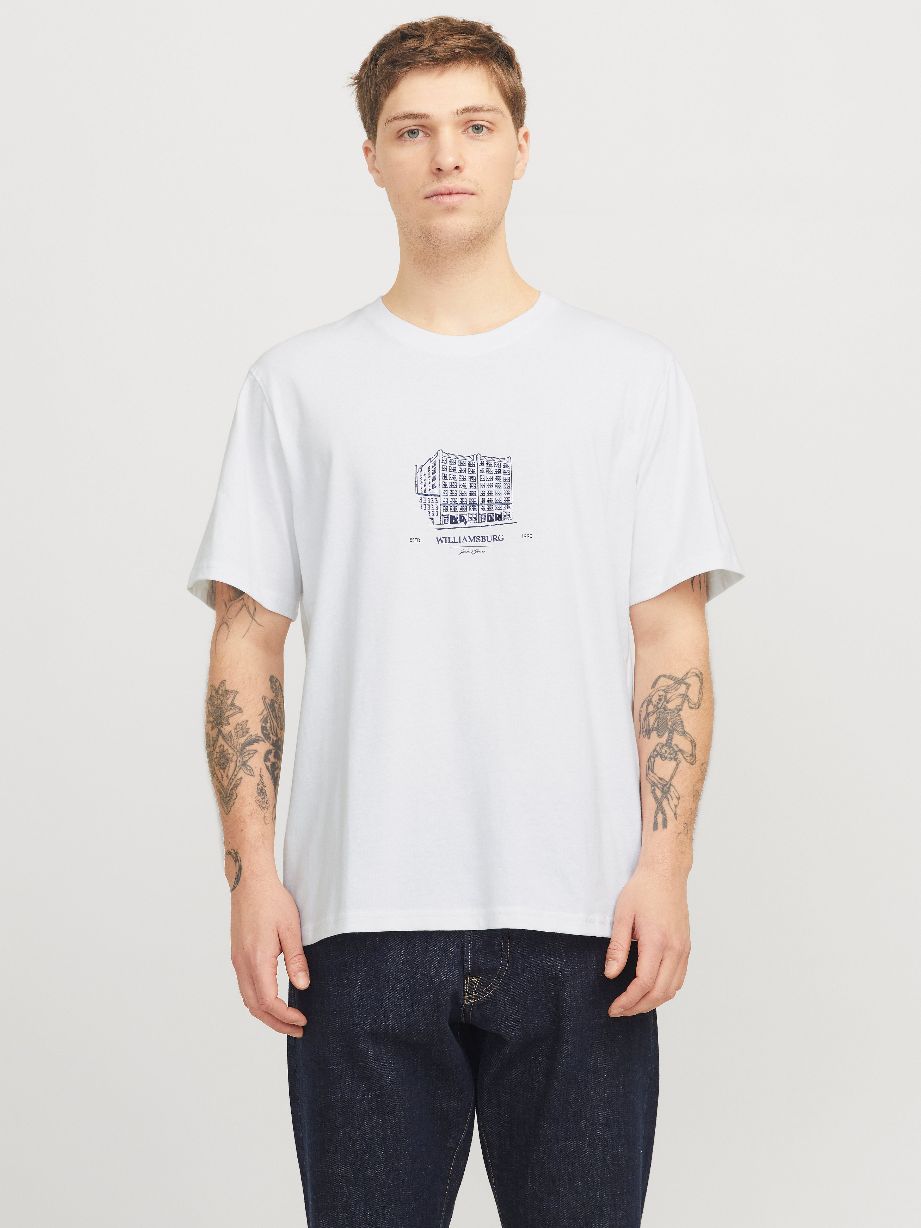 Jorboston Graphic Tee Crew Neck White