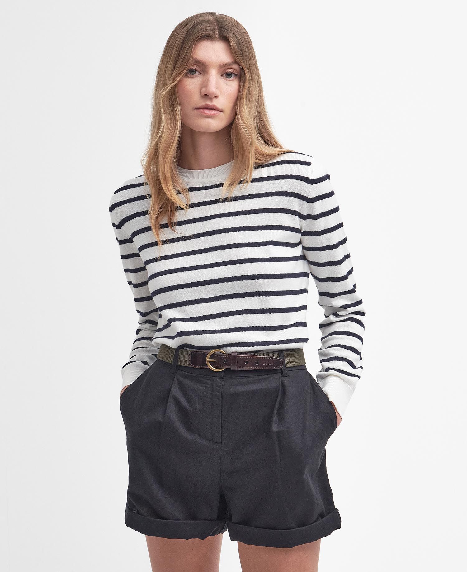 Ellewood Striped Crew Neck Jumper Cloud Navy