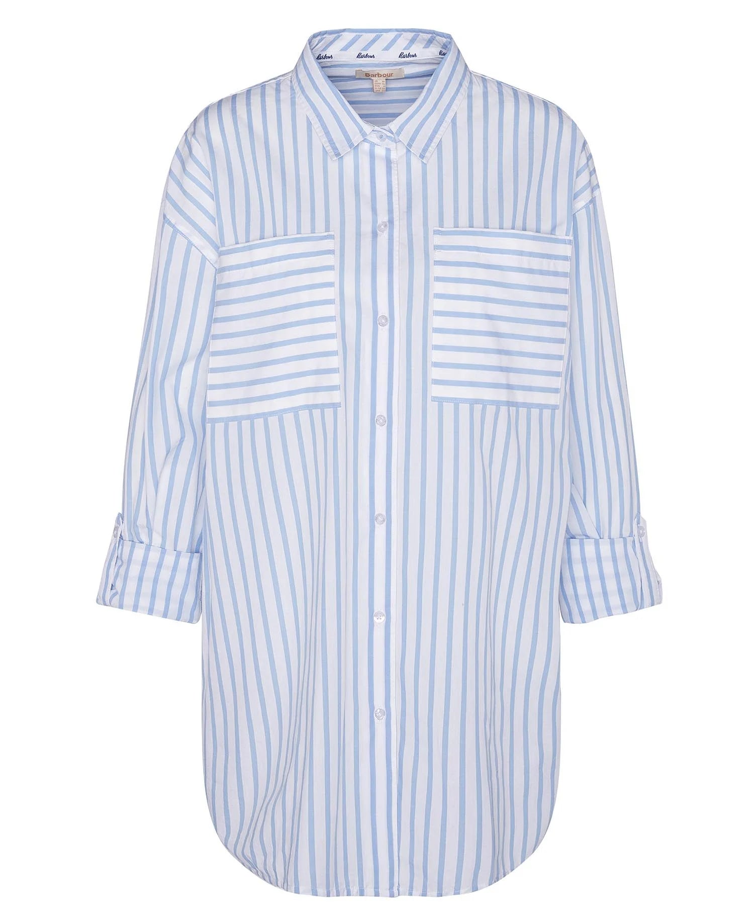 Nicola Striped Relaxed Long-Sleeved Shirt White Blue Stripe