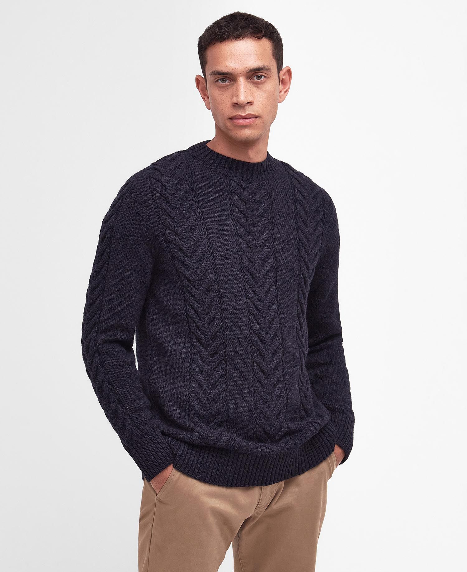 Essential Cable Knit Sweatshirt Navy Marl