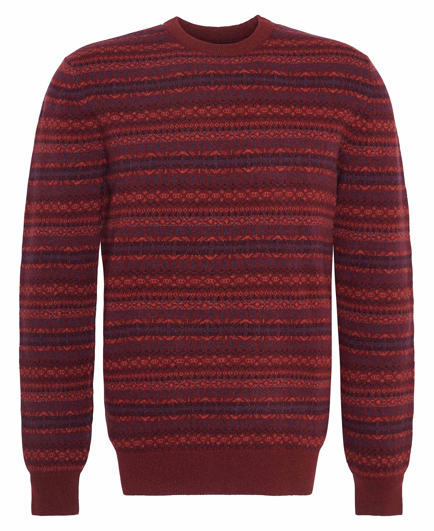 Orkney Fair isle Crew Neck Jumper Merlot