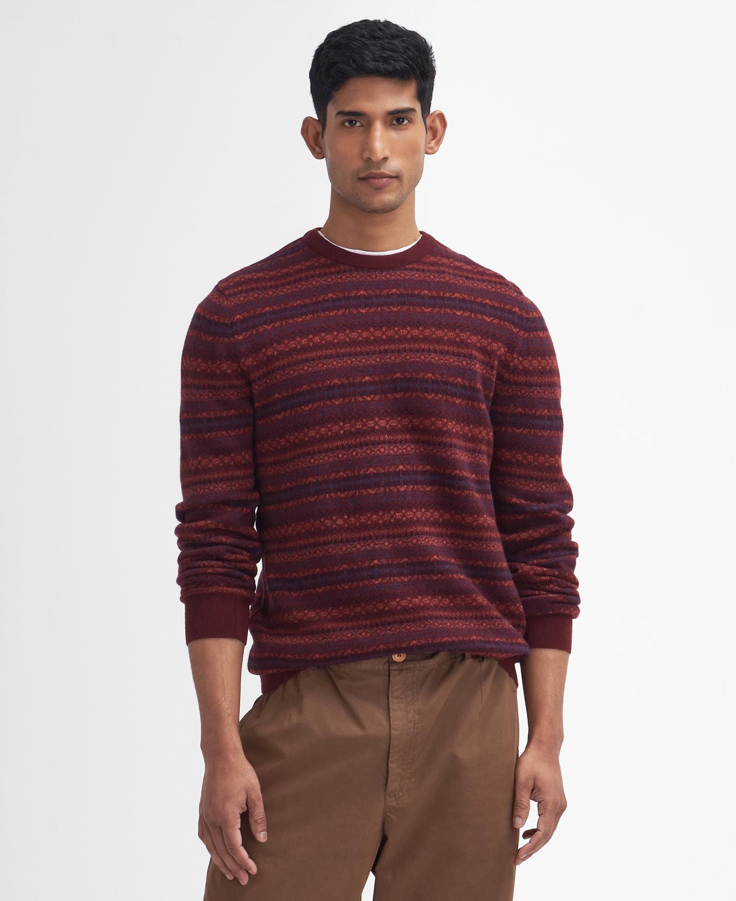 Orkney Fair isle Crew Neck Jumper Merlot