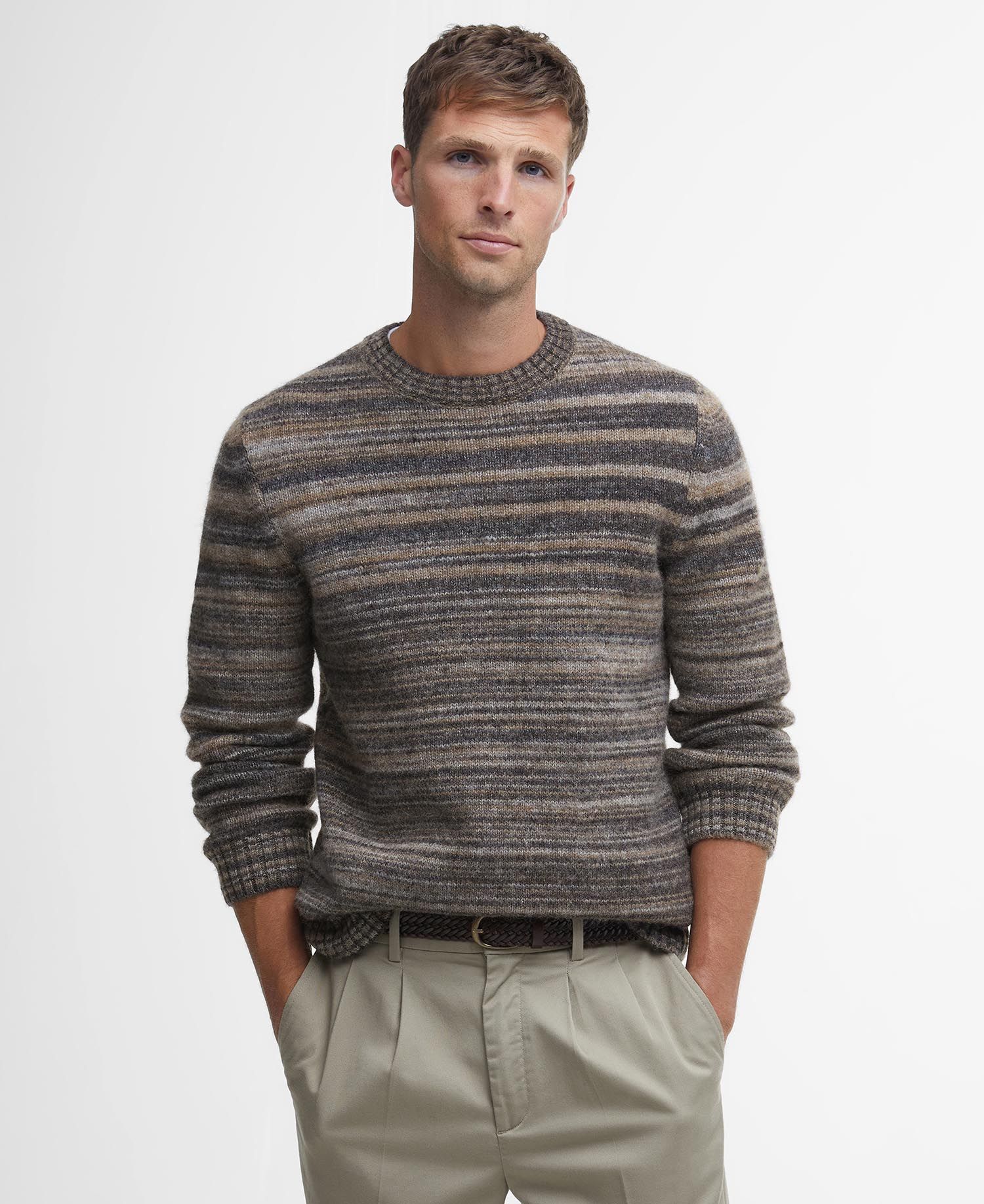 Pateley Striped Crew Neck Jumper Charcoal