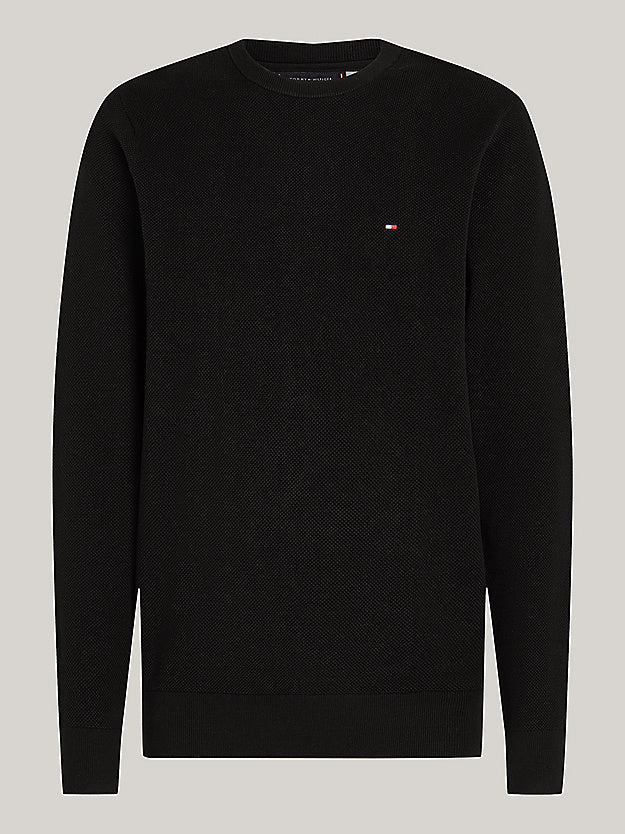 Flag Embroidery Textured Jumper Black