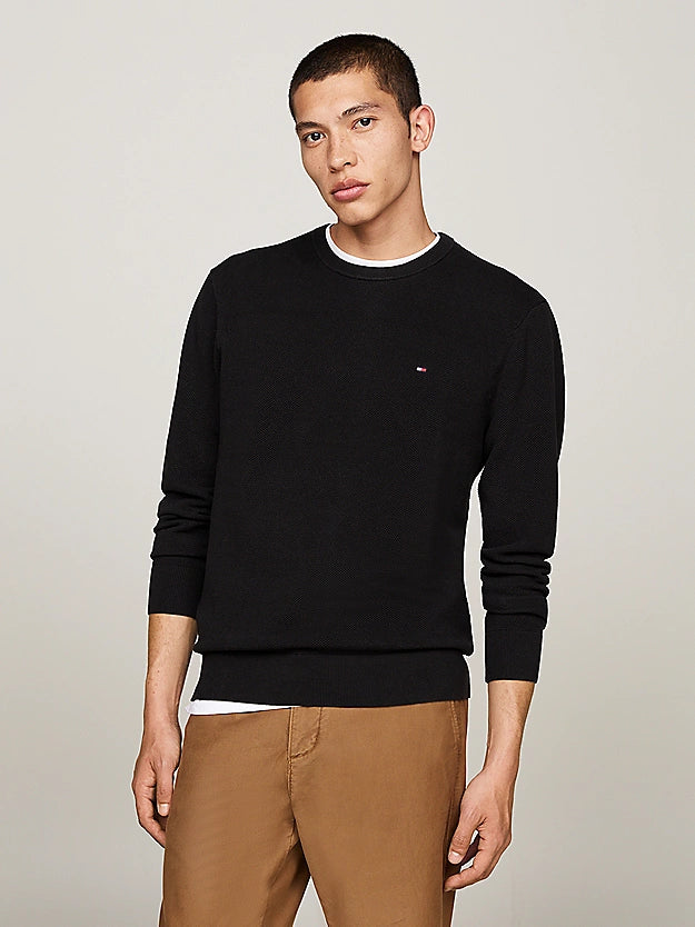 Flag Embroidery Textured Jumper Black