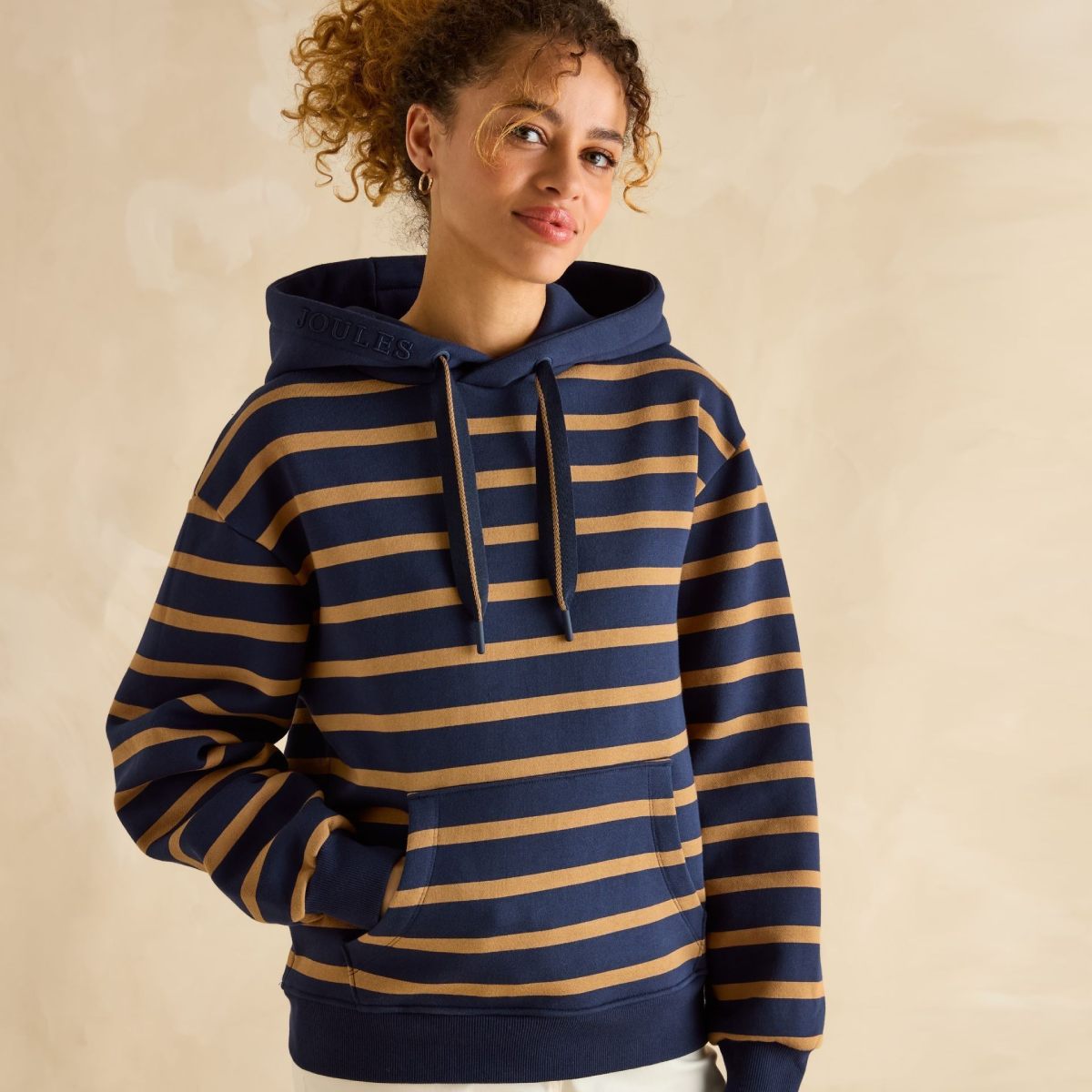 Milbourne Navy Tan Stripe Hoodie