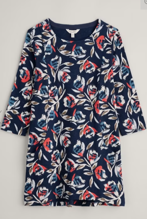 Shore Foraging Printed Tunic Feather Flower Maritime