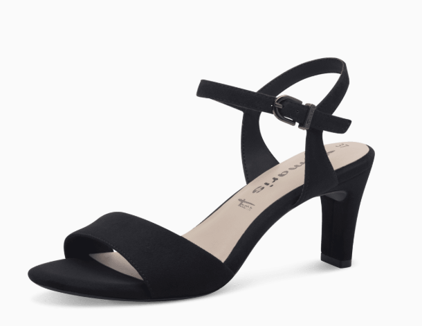 Black Mid Heel Sandal