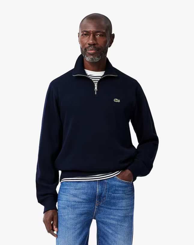 Zip-Up High Neck Interlock Sweatshirt