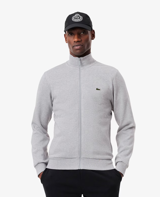 Zip-Up High Neck Fleece Sweatshirt Grey