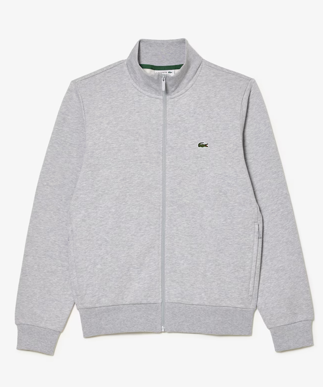 Zip-Up High Neck Fleece Sweatshirt Grey