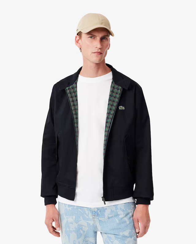 Water-Repellent Twill Harrington Jacket Navy Blue