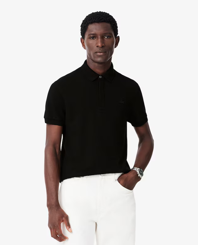 Regular Fit Paris Stretch Piqué Polo Shirt Black