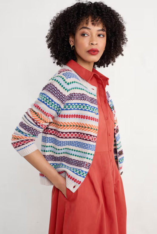 Percella Cove Fair Isle Cardigan Knit Abstraction Multi