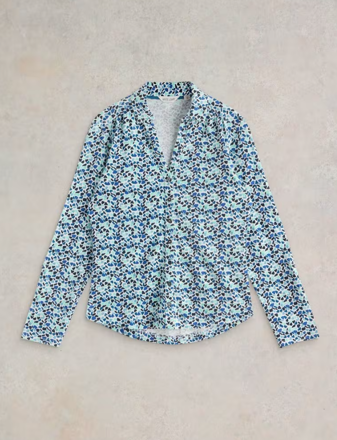 Annie Collared Jersey Shirt Blue Multi