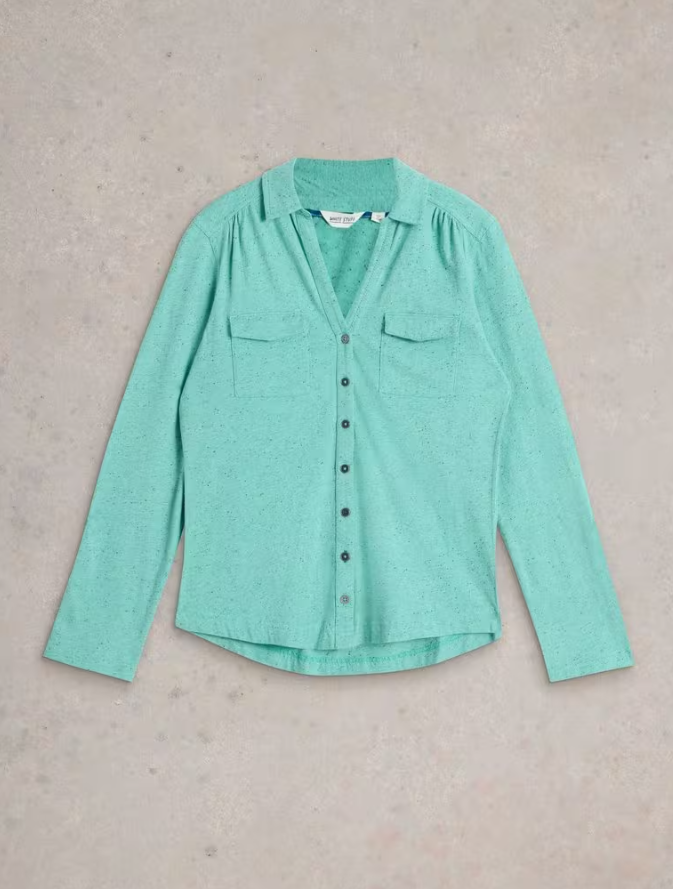 Annie Pocket Jersey Shirt Bright Blue