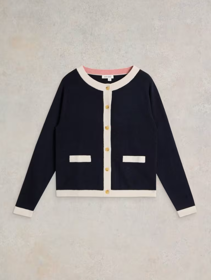 Charlotte Crew Neck Cardi Navy Multi