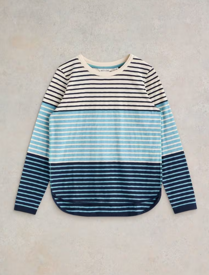 Crew Neck Clara Tee Blue Multi