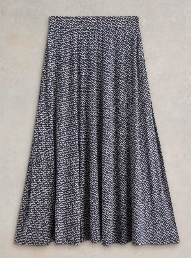 Jada Jersey Maxi Skirt Navy Print