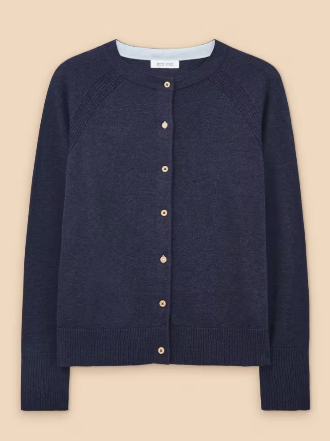 Lulu Crew Neck Cardigan Dark Navy