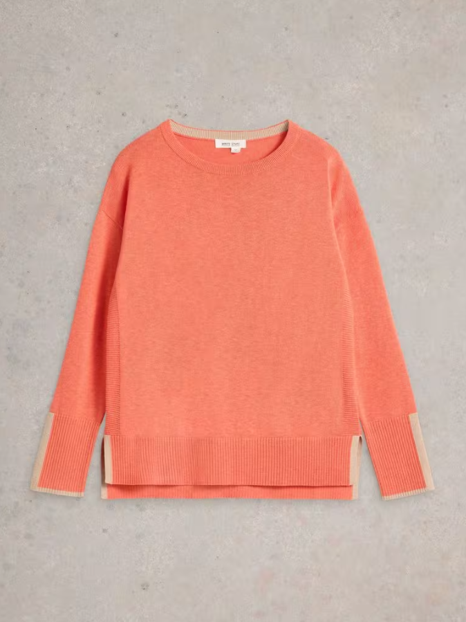 Olive Long Sleeve Jumper Mid Coral