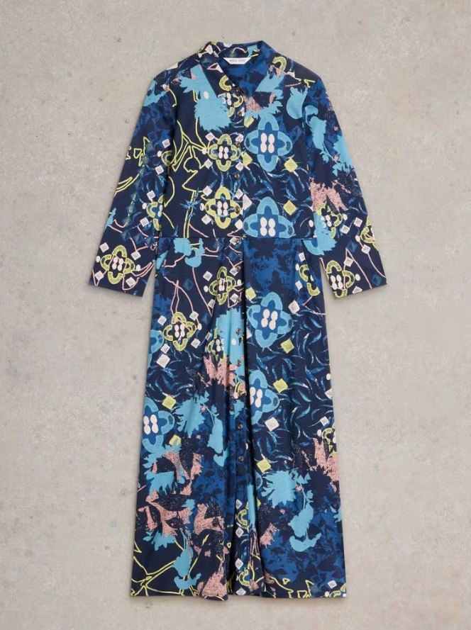 Rua Midi Jersey Dress Blue Print