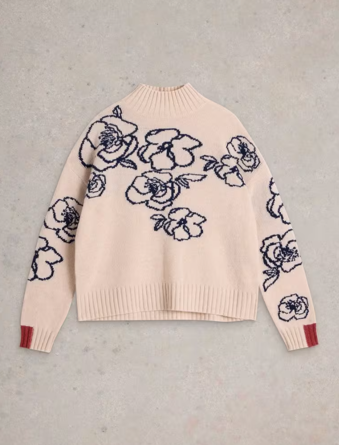 Sprig Floral Wool Jumper Natural Multi