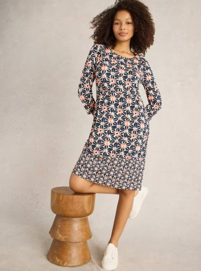 Tallie Short Sleeve Jersey Dress Navy Print