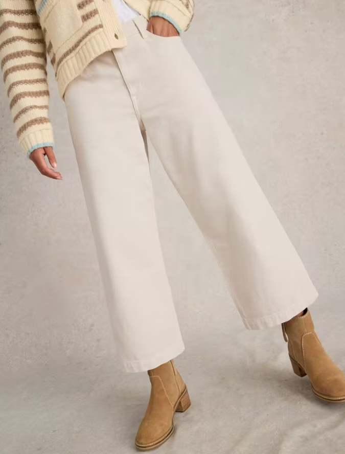 Tia Cropped Wide Leg Jean Natural White