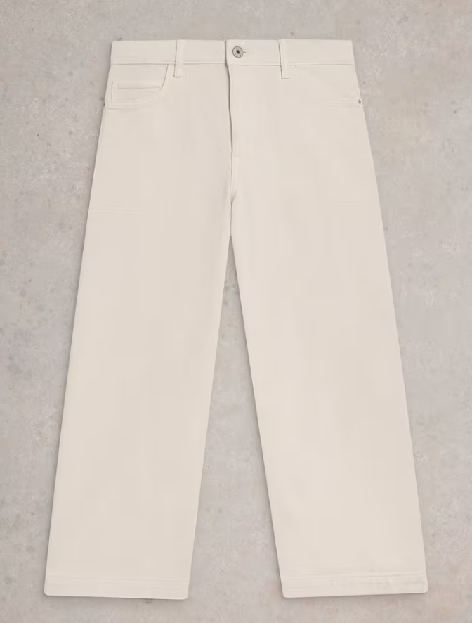 Tia Cropped Wide Leg Jean Natural White