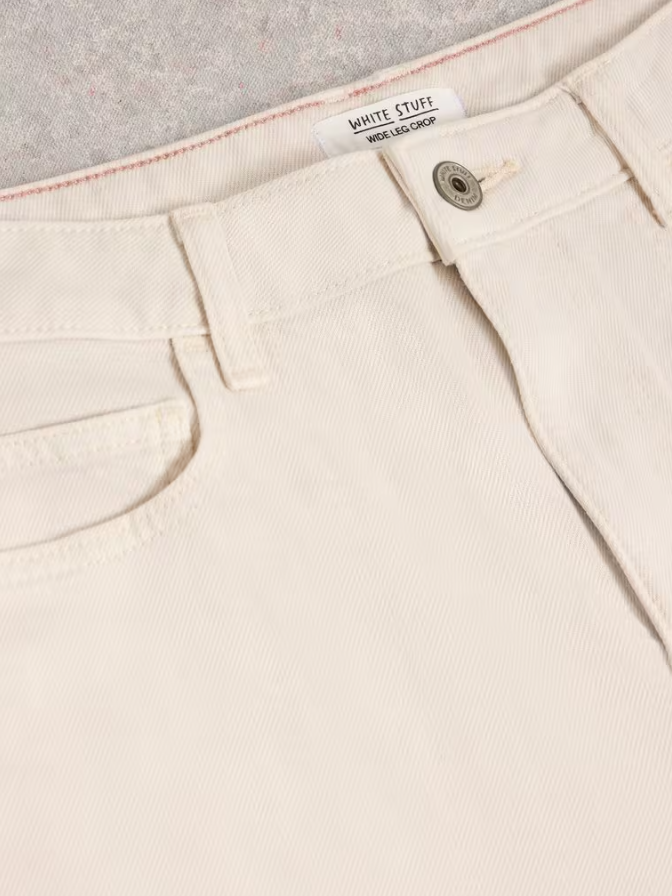 Tia Cropped Wide Leg Jean Natural White